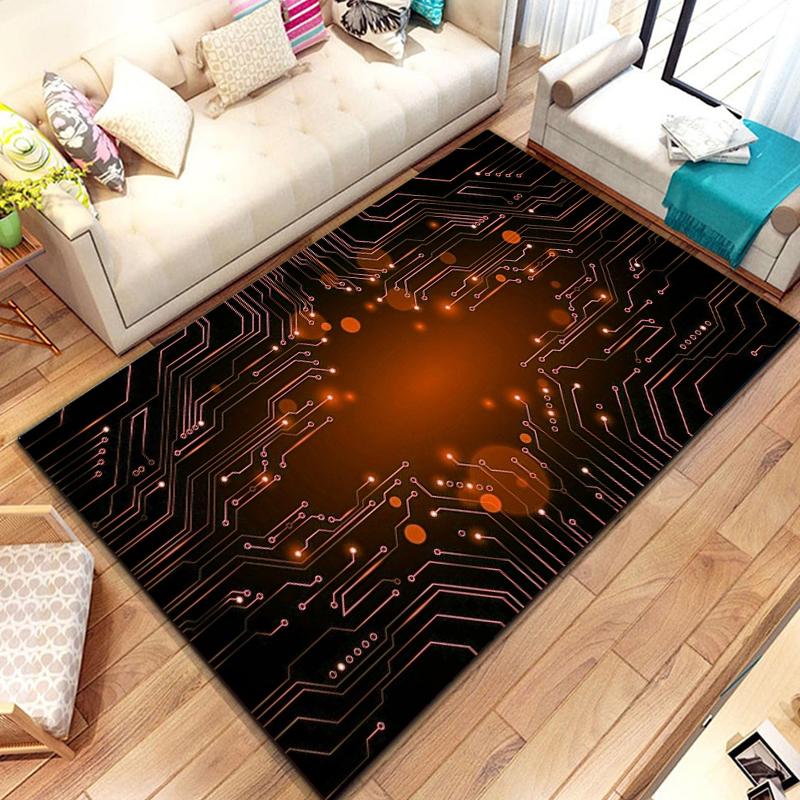 

3D Chip Circuit Board Area Rug,Carpet Rug for Home Living Room Bedroom Sofa Play Room Doormat Decor, floor mats coffee tables 60x90(23x35in)