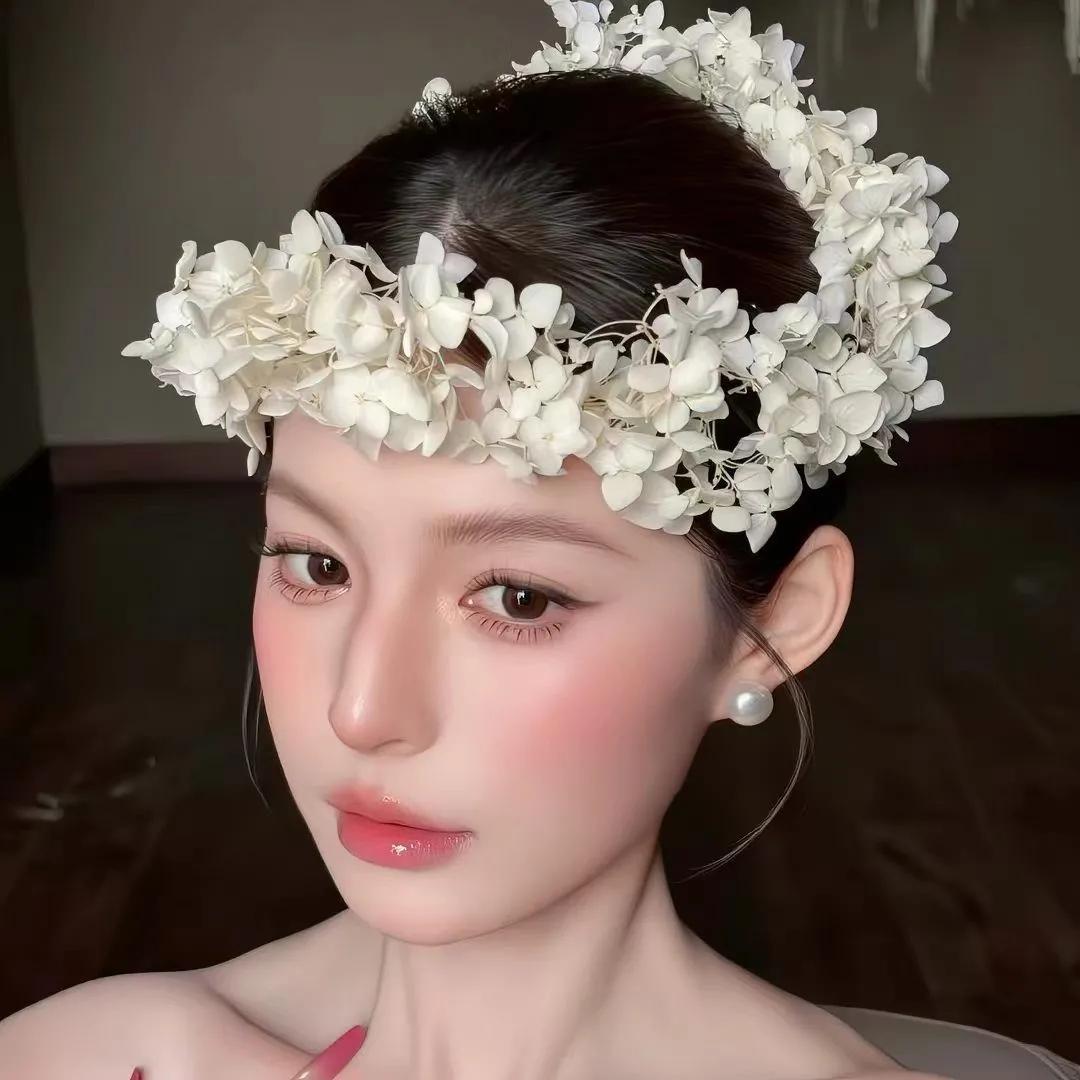 

Flower Crowns for Women Floral Crown with Wedding Veil Headpiece for Wedding Bridal Festival Photography Hair Wreath Accessory