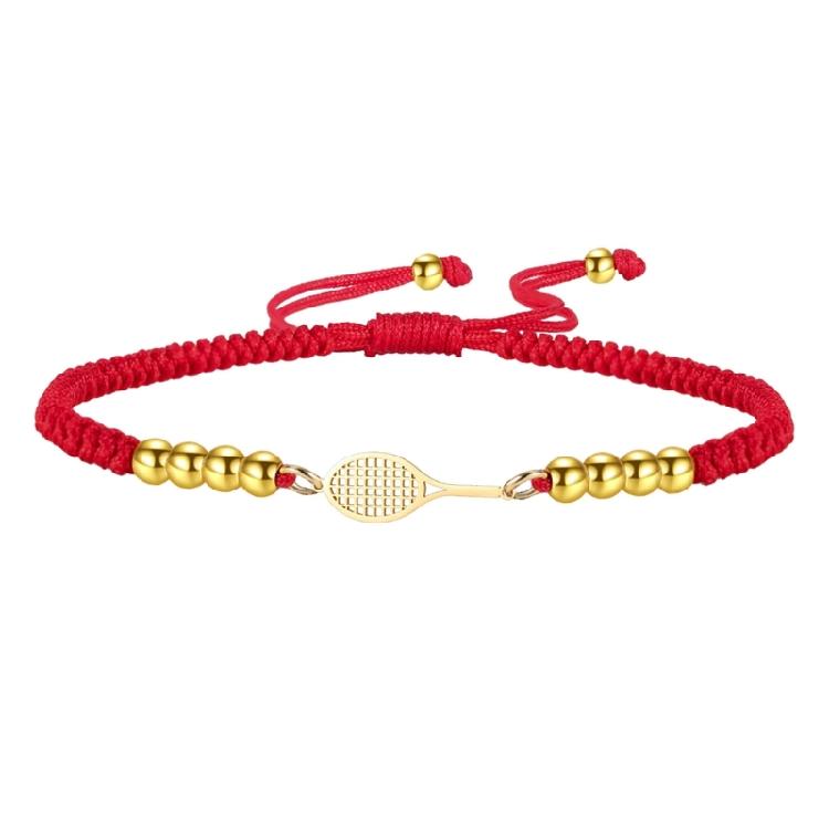 Gioiello Sportivo Minimalista in Acciaio Inossidabile con Intaglio Racchetta e Cordino Intrecciato Personalizzabile