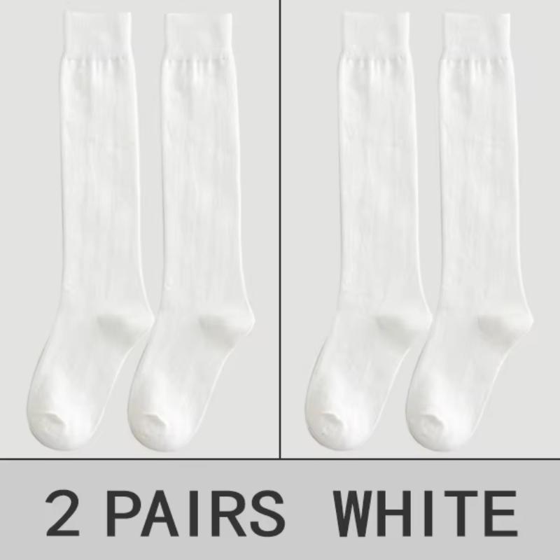 2 Pairs of Socks Women's Calves Socks Pure Color Cotton Socks Knee-japanese Department Jk Stockings College Wind Pile Socks