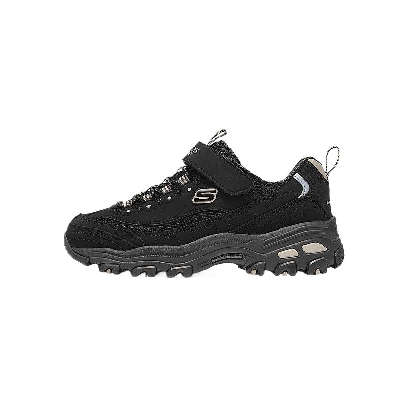 Skechers Детские Легкие Удобные Нескользящие Низкие Повседневные Кроссовки Детские Кроссовки Черный Серебристый 405306L-BKSL 30