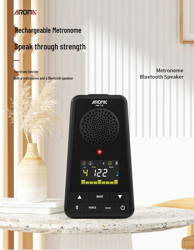 Anoma Rechargeable Bluetooth Metronome with Speaker and Universal Stand for Piano, Violin, and Drums