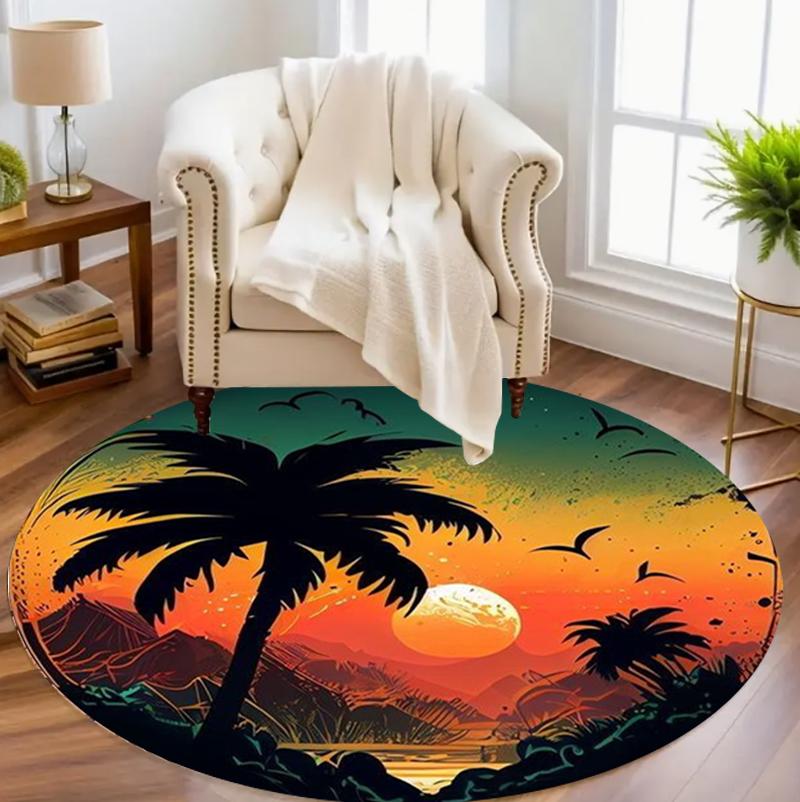 

Realistic Sunflower Round Area Rug Vivid Floral Pattern Non-Slip Floor Carpet for Living Rooms Natural Home Decor Areas 80cm