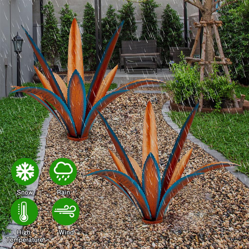 17“ Metal Art Tequila Rustic Sculpture Garden Yard Sculpture Home Decor 12 Leaves