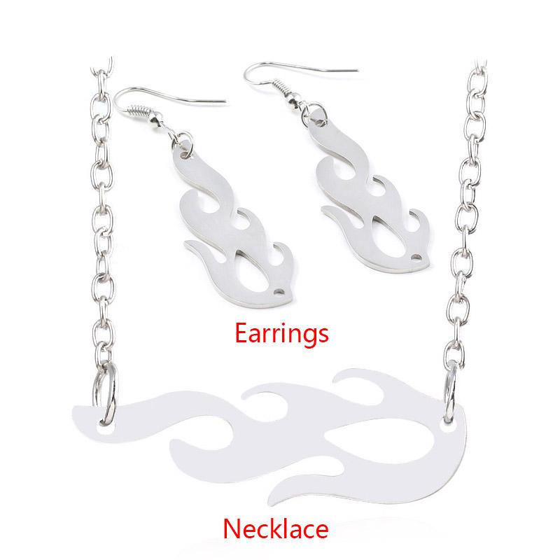 New Hip Hop Flame Shape Necklaces Punk Rock Cool Irregular Necklace Earings for Women Unisex Fashion 2026 Party Dancing Jewelry
