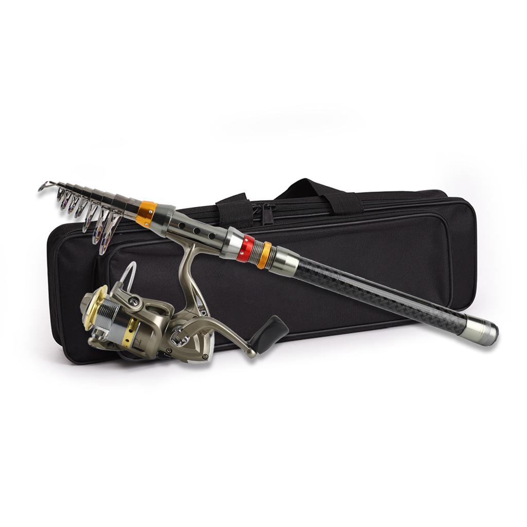 Lixada Telescopic Fishing Rod and Reel Combo Full Kit Carbon Fiber Fishing Rod Pole + Spinning Fishing Reel + Fishing