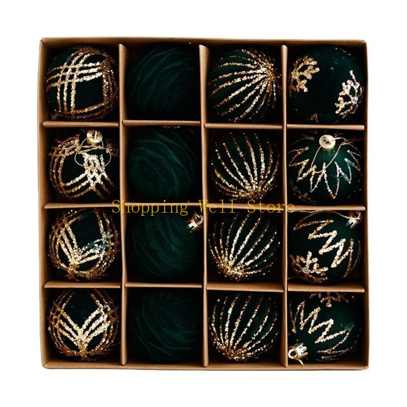 KX4B 16Pcs Christmas Tree Baubles Shatterproof Hanging Ornament for Holiday Tree Window Decorations Seasonal Embellishments