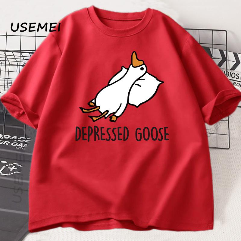 

Депрессивная футболка с гусем, Забавные графические футболки Харадзюку с круглым вырезом, Мужские и женские футболки с коротким рукавом, Мужская дизайнерская одежда, Уличная одежда M