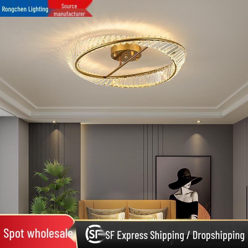 Italian Minimalist Crystal LED Ceiling Light for Bedroom and Living Room