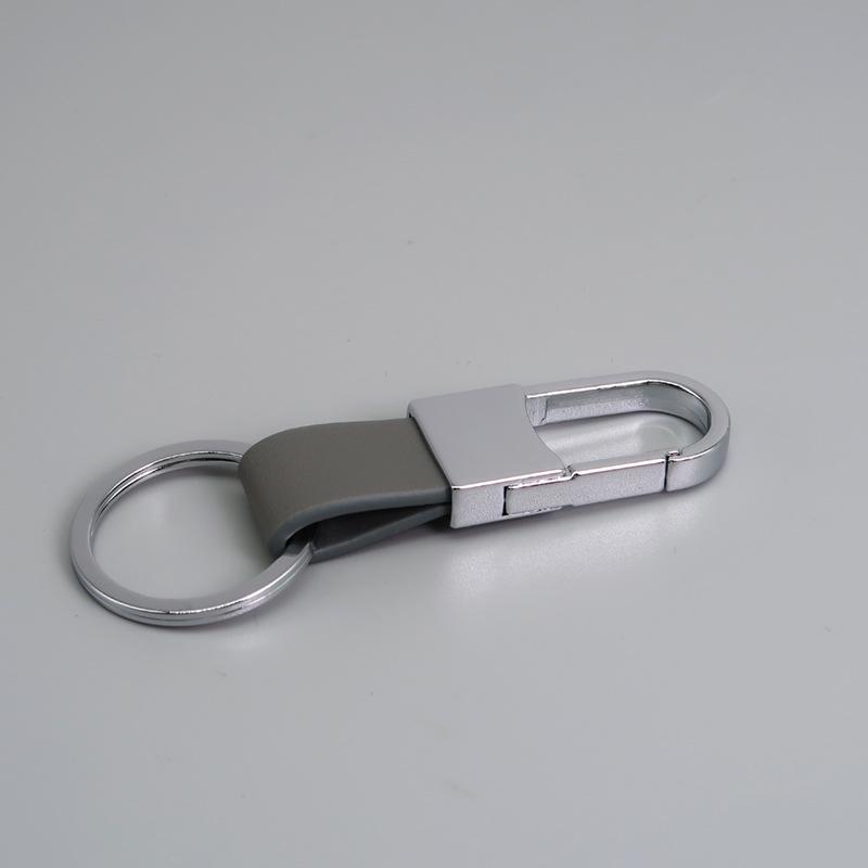 Metal and Genuine Leather Car Keychain with Customizable Laser-Engraved Logo