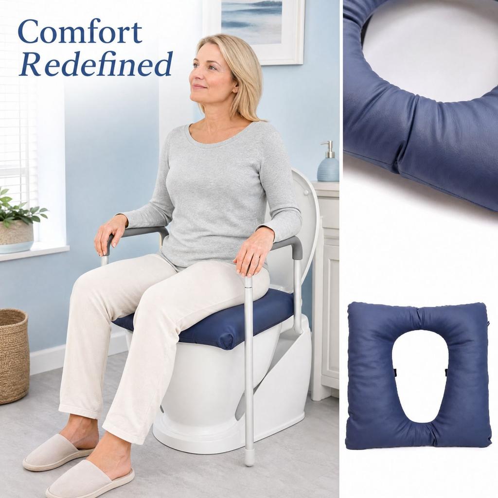 Toilet Cushion for Commode Chair, Leather Thick Pad for Adults and Elderly, Bathroom Accessory