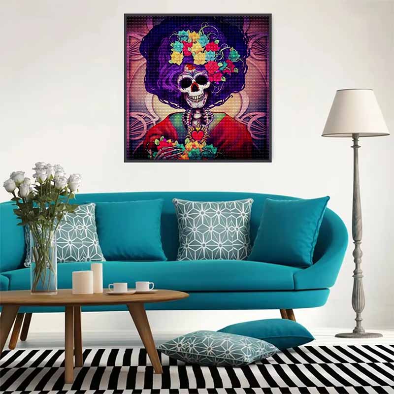 New Arrival 5D DIY Full Circle Diamond Painting "Skeleton Woman" Embroidery Cross Stitch Home Decor Gift