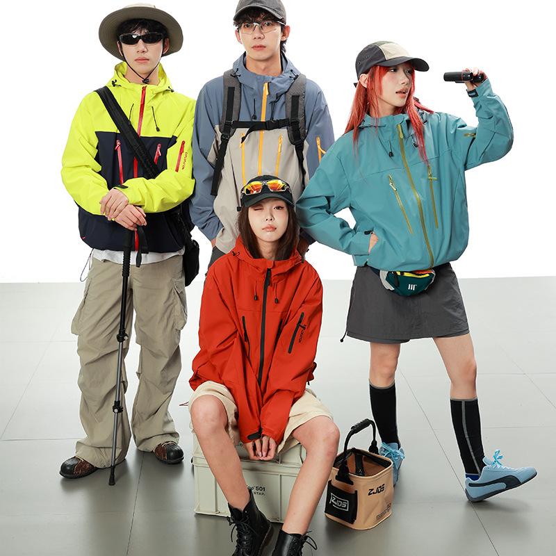 Bird's same outdoor single-layer jacket for women's spring and autumn windproof waterproof long-sleeved hooded high-end jacket for men