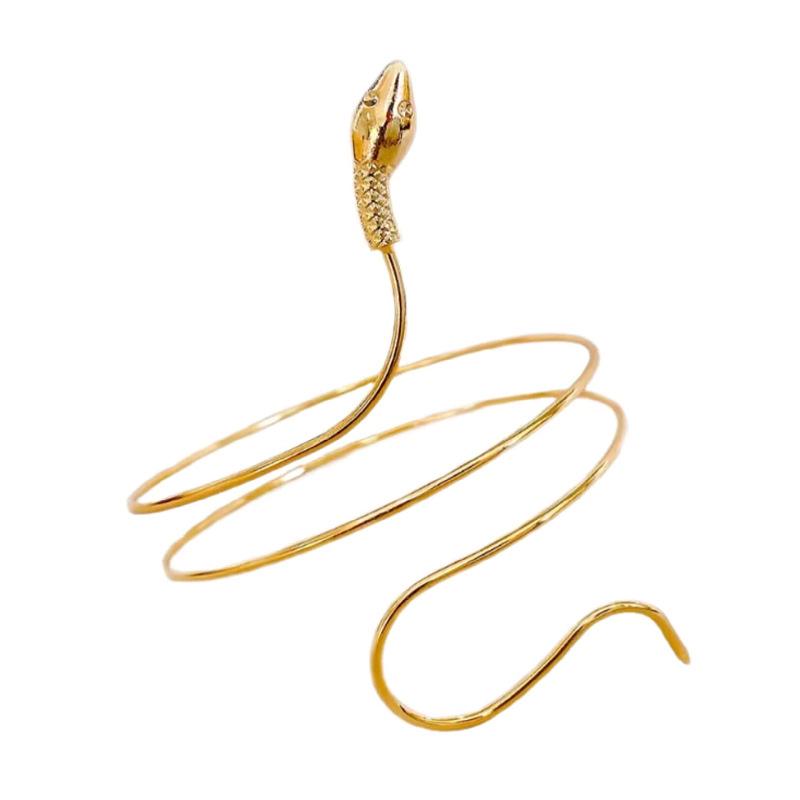 European-American Retro Snake-Shaped Alloy Bangle: Women's Exaggerated Twisted Wrap Animal Bracelet Armlet Cuff.