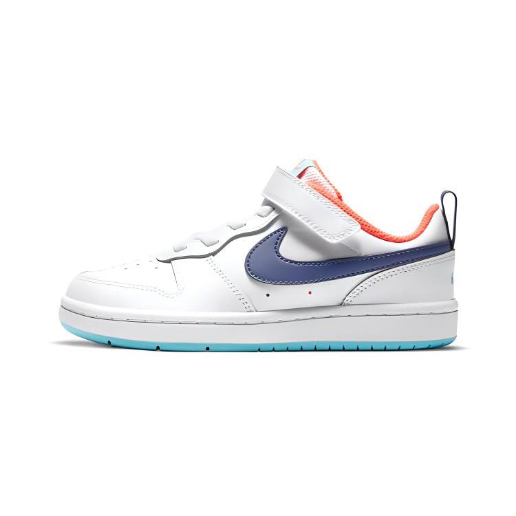 

New Nike Court Borough 2 Support Low Top Kids Skateboarding Shoes White Blue Orange Children Aged 3 7 Years Old BQ5451-112 28