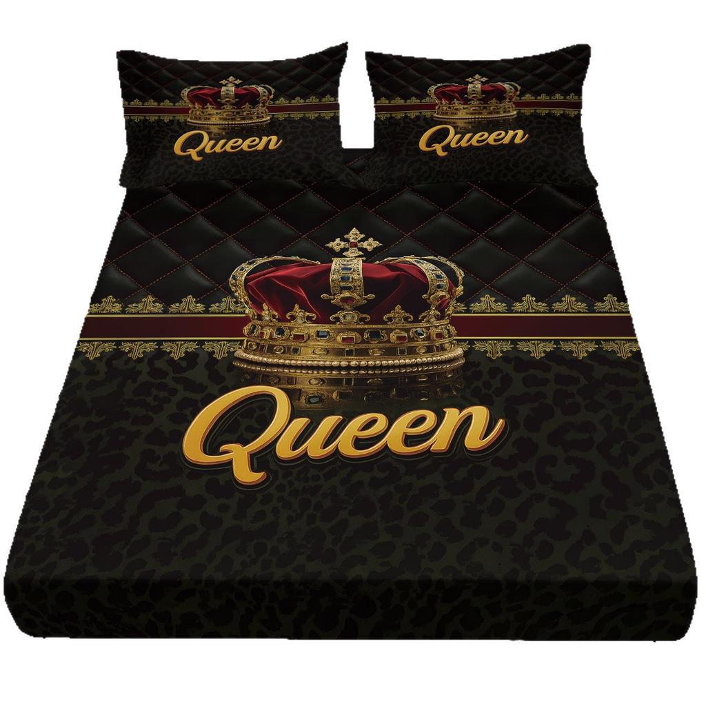 Mattress Three-Piece Crown 3D Printed Mattress Thickened Abraded Pillowcase Mattress Cover