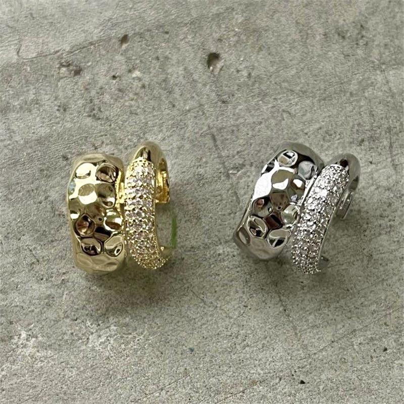 Fashion Zircon Double-layer Ear Cuff No Piercing Earring  2026 Trendy Punk Unique Metal Geometric Ear Clip for Women Jewelry