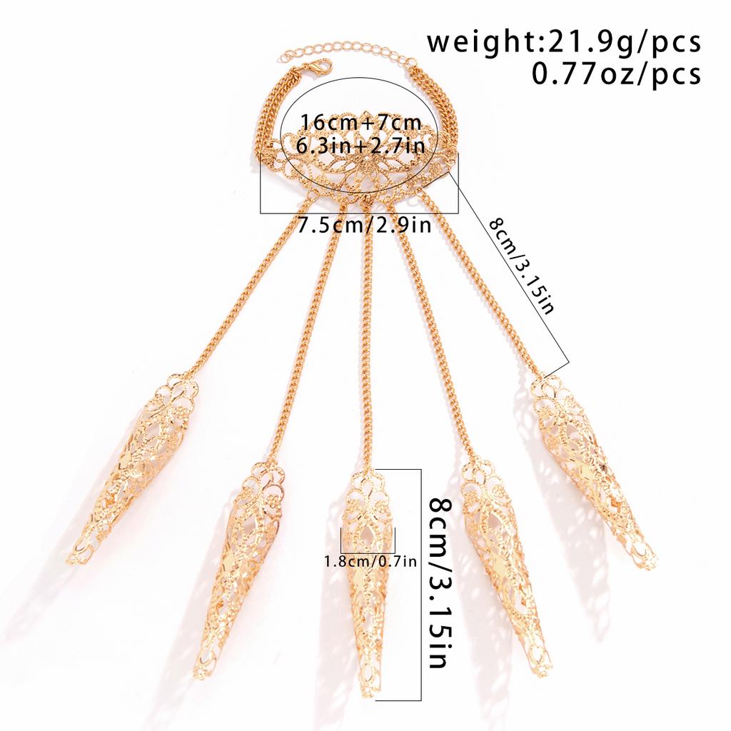 Créatif exagéré Dubai Indien Chaîne de Doigt Poignet Bracelets pour Femmes Punk Anneaux d'Ongles avec Bracelet Y2K Bijoux Steampunk Nouveau