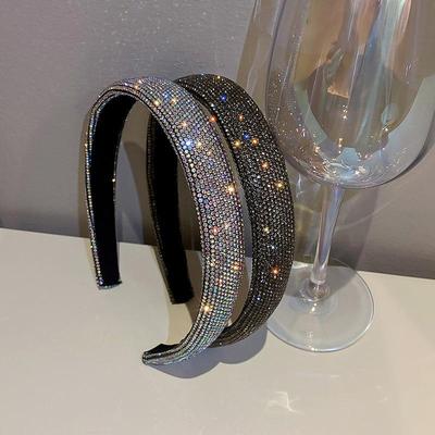 Glänzende Stirnbänder mit vollen Strasssteinen, silberfarbene Haarbänder, Samt-Kopfbedeckung für Frauen, Haarschmuck, Schmuckgeschenke