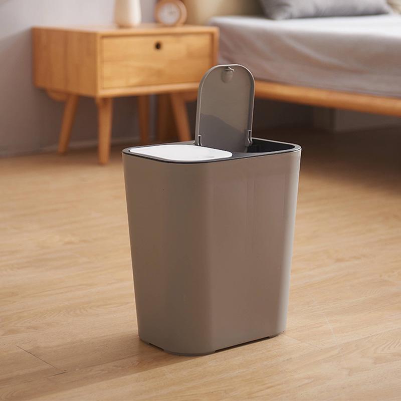 Coș de Gunoi Dreptunghiular Plastic Cu Buton Push Compartiment Dublu 12 litri Reciclare Coș de Deșeuri Coș de Gunoi dropshipping