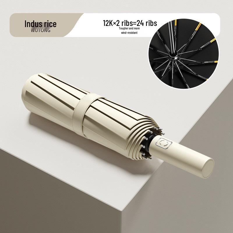 Extra Large Reinforced Automatic Sun & Rain Umbrella with Anti-UV Sunshade and Logo Print