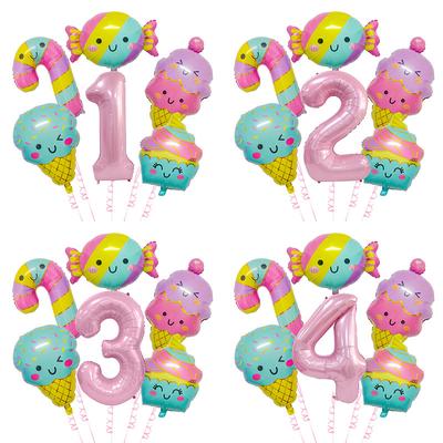 New Cute Candy Ice Cream Balloon Set Children'S Birthday Decoration Scene Arrangement Aluminum Mold Balloon Supplies