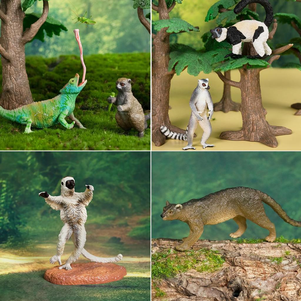 TOYMANY Madagascar Animal Figures, 12-Piece Hand-Painted Educational Set