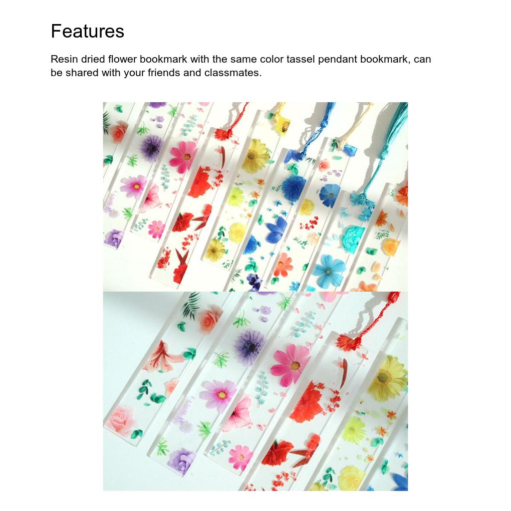 Resin Bookmarks Handmade Transparent Dried Flower Student Stationery School Supplies Ruler Bookmark for Women Adults Kids