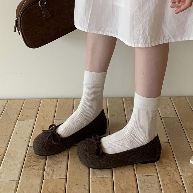 Fashion Luxury Female Butterfly-Knot Footwear Flock Ladies Flats With Shoes Shallow Fashion Round Toe Women Flats Slip On Shoes