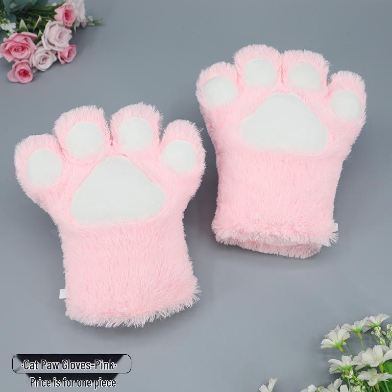 Plush Lolita Cat Paw Gloves for Cosplay & Kids' Performances