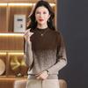 Women's Crew Neck Sweater Autumn and Winter Gradient Knit Pullover Loose Thick Knit Top