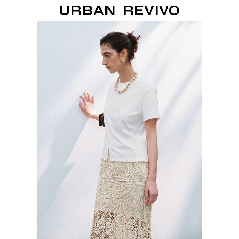 UR 2025 Women's Casual Slit Round Neck Short Sleeve T-Shirt