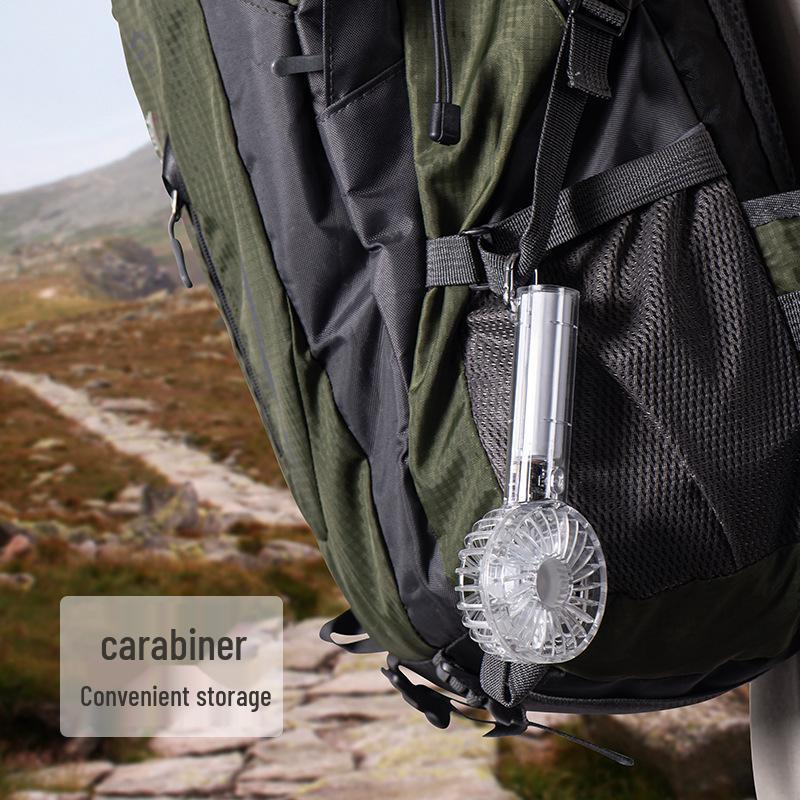 Portable Mini Rechargeable Transparent Fan with Mountaineering Hook