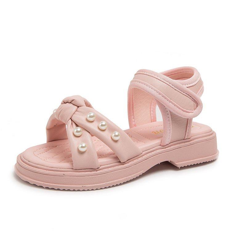 Little Girl Sandals Girls Summer New Pearl Children's Shoes Girls Foreign Princess Shoes Non-slip Beach Shoes