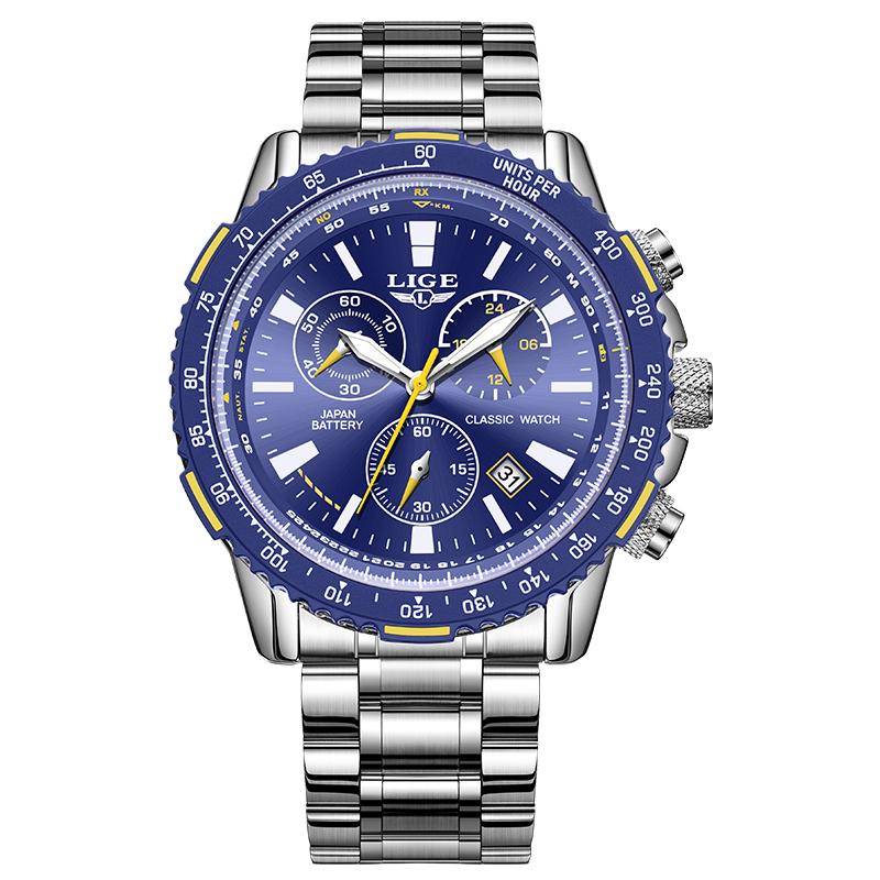 LIGE Men Wristwatch Business Luminous Calendar Chronograph Waterproof Fashion Quartz Clock Men Sports Watches Reloj Homme