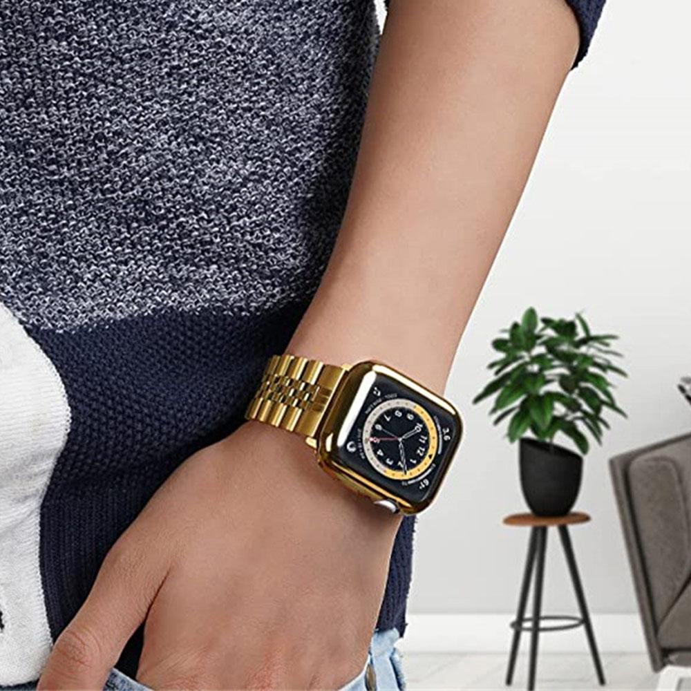 Metal Band+TPU Soft Case For Apple Watch 45mm 44mm 41mm 46mm 42mm 49mm Stainless Steel Wristband iWatch 11 10 9 8 7 6 5 SE Strap