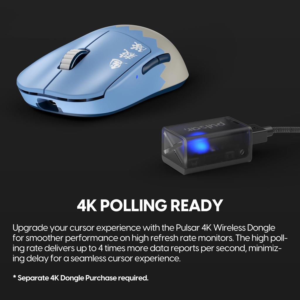 Pulsar Gaming Gears Hashibira Inosuke X2V2 Wireless Gaming 26000 Optical PAW3395 Mouse, Ultra-Lightweight 54g, Symmetrical, 2.4Ghz, 1ms, DPI, Sensor,