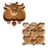 Highland Koe Charcuterieplank Rustieke Serveerplank met Compartimenten Houten Schaal voor Kaas Fruit Snacks Feest