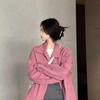 Women's Retro Rose Pink Denim Jacket – American and Hong Kong Style, Loose Fit, Versatile for Spring & Autumn
