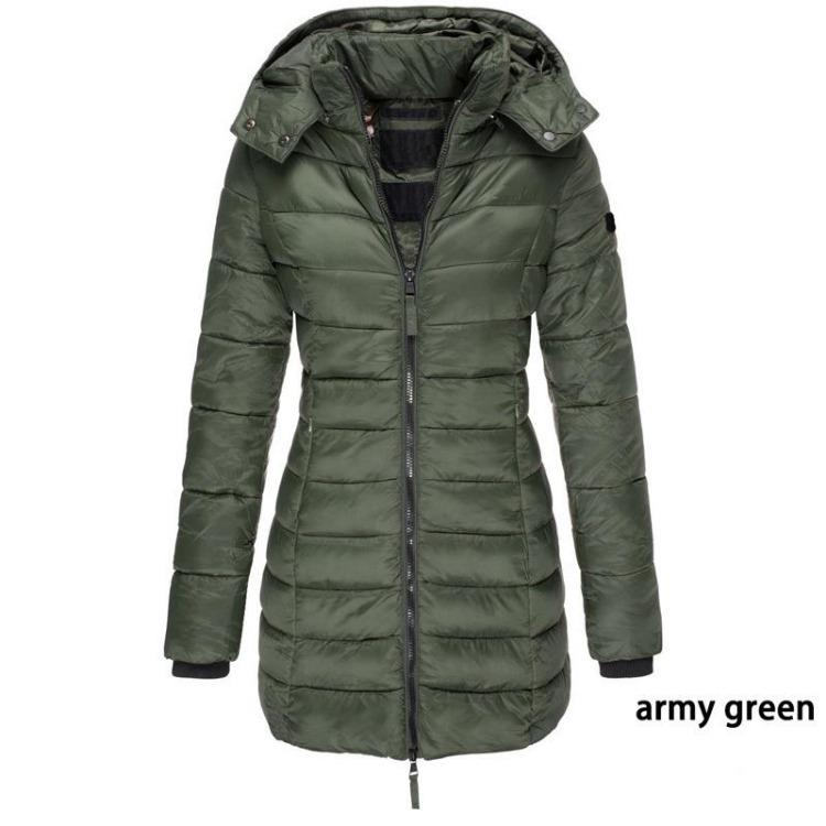 Winter Warm Women Puffer Jacket Hooded Long Coat Thick Cotton Padded Overcoat S армия зеленый