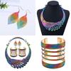 Colorful Necklace Earrings Bracelet Three Piece Set With Peacock Shaped Designss For Gift And Party