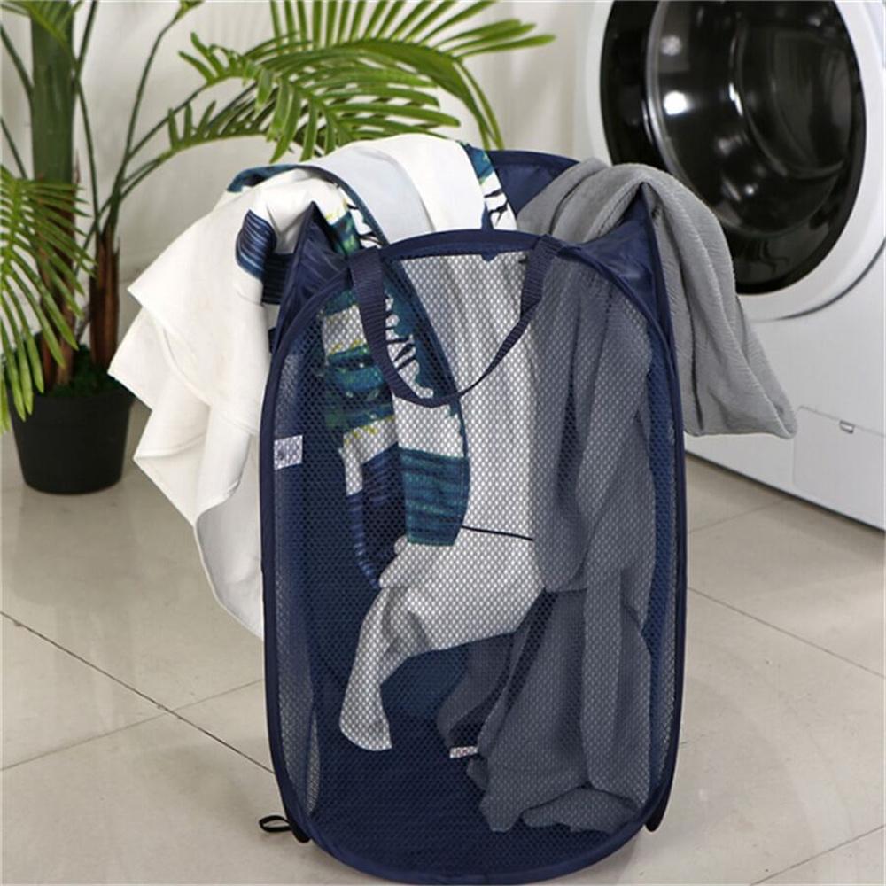 Folding Dirty Laundry Sorting Basket Washing Frame Bathroom Cloth Mesh Storage Bag Frame Bucket Laundry Organizers Storage Pouch
