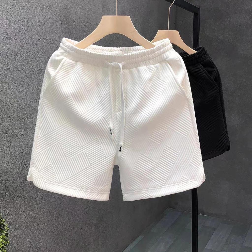 Unisex Diamond Pattern White Shorts - Trendy Summer Home Wear