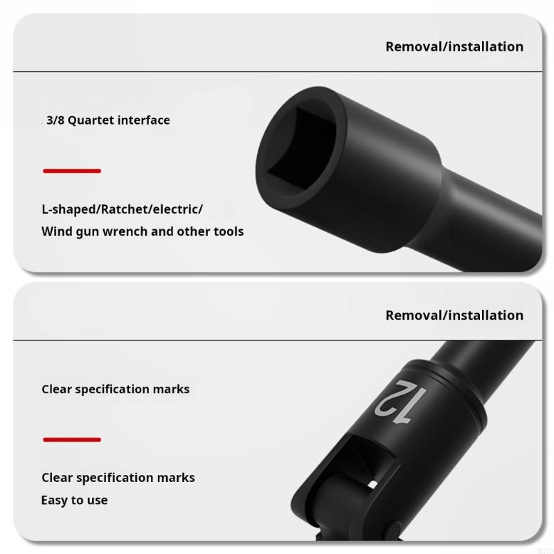 6Pcs Fuels Line Socket Wrench Fuels Pipe Socket Wrench For Injectors Removal With Flexible Head and Steel Construction M4YD