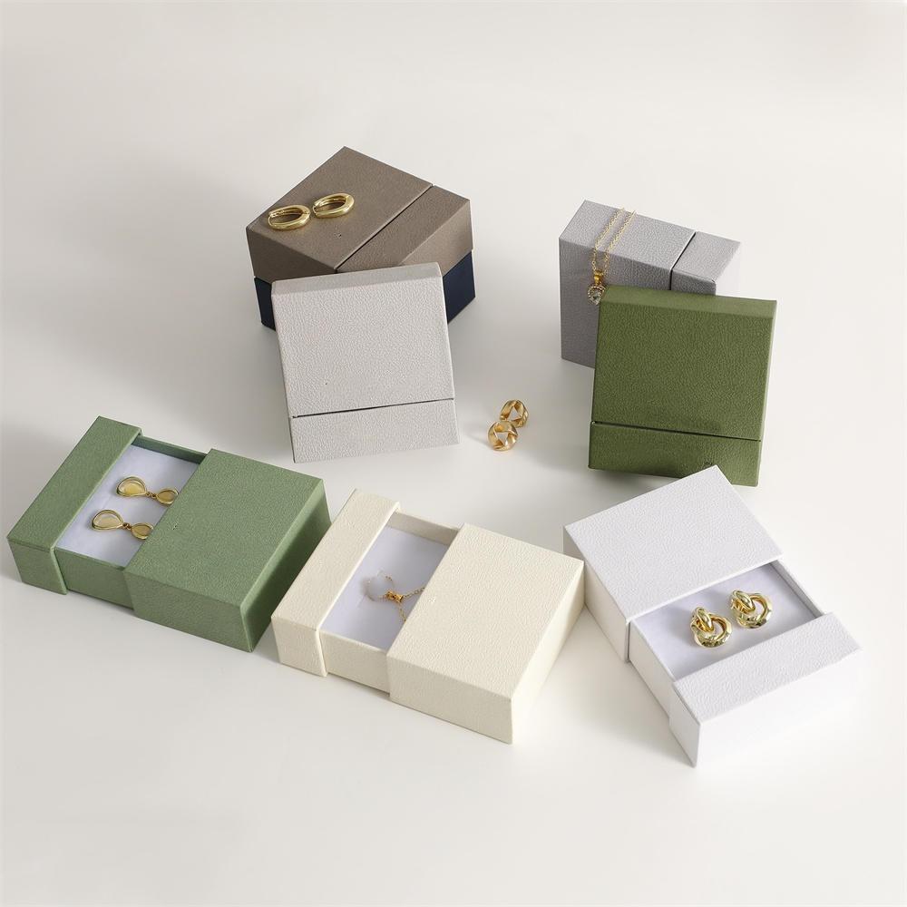 Thick Paper Drawer Jewelry Packaging Box With Sponge Inside Ring Necklace Bracelets Earring Storage Letter Pattern Gift Case