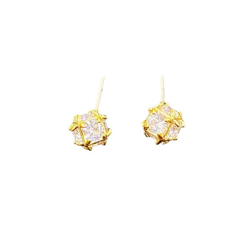 Fashion Light Luxury Gold Zircon Stud Earrings High-End Earrings Simple Versatile Earrings Exquisite Earrings