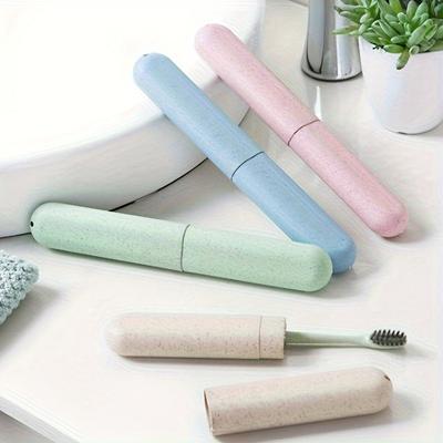 High-Quality Wheat Straw Toothbrush Case - Portable, Formaldehyde-Free Travel Toothbrush Storage Box for Personal Care