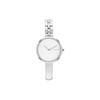 Quarz-Armbanduhr Edelstahlarmband Silbernes Zifferblatt Geschenkbox Helles und Nacht-Stil Damenuhren 25200278