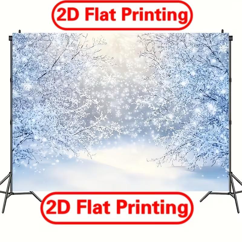 2D White Winter Wonderland Backdrop 2D Flat Print for Holiday & Family Photoshoot