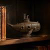 Retro Style Room Decor Vintage Mechanical Whale Sculpture, Futurism Steampunk Submarine Art Statue, Resin Aged Look Marine Statue Rivet Model for Home